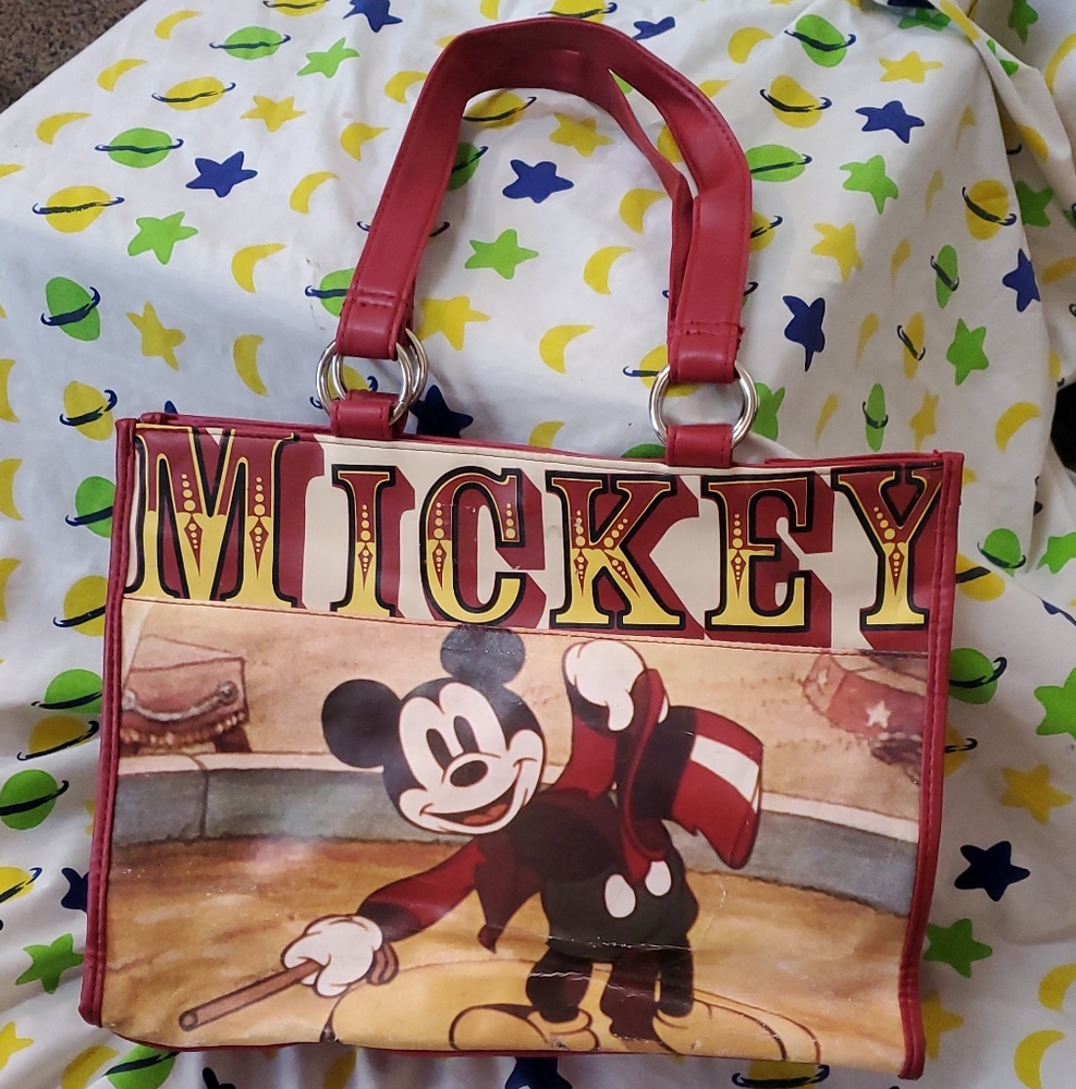 DISNEY Mickey Mouse Red PVC Shoulder Carry Tote Women's/ Girls‎